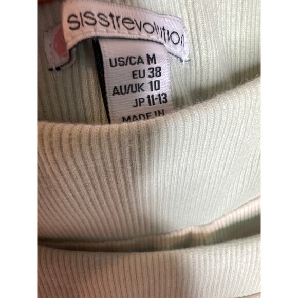 SISSTREVOLUTION 2 Piece Green/Cream Pants & Cropped Tank NEW w/tags SZ MED - Picture 3 of 3